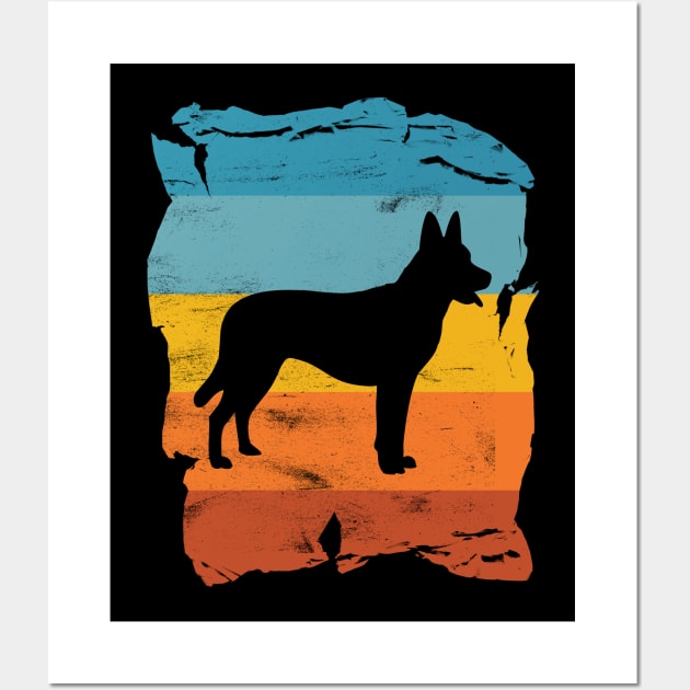 Dutch Shepherd Distressed Vintage Retro Silhouette Wall Art by DoggyStyles